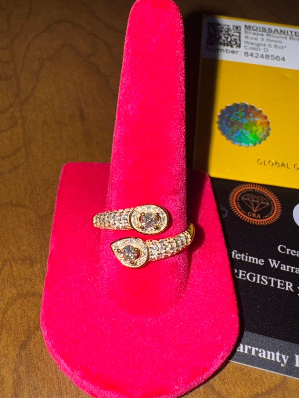 STUNNING Gold Over Sterling Silver 925 Moissanite Pave Open Teardrop Ring
